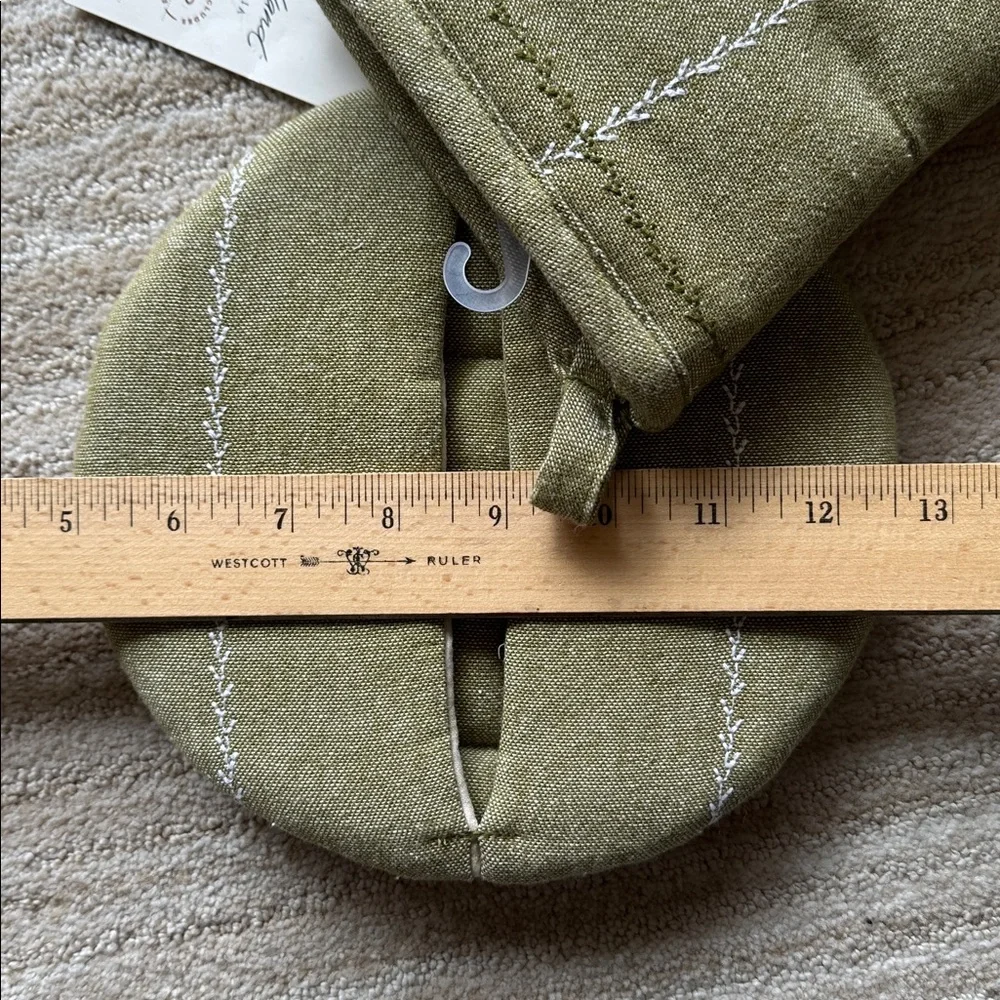 Set of 2 Faux Stitched Grid Oven Mitts Green Hearth & Hand™ with Magnolia